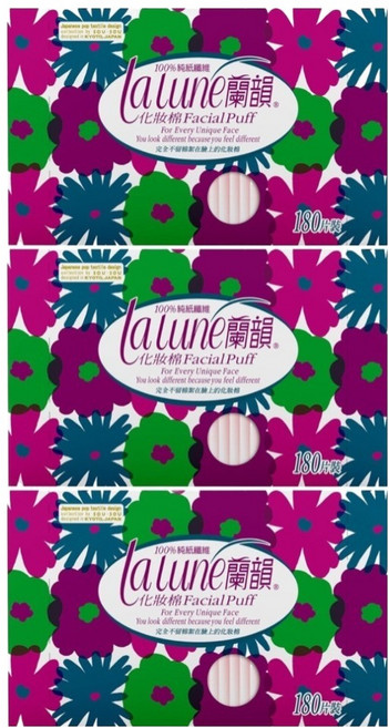 lalune 蘭韻 化妝棉 顏色隨機, 180片, 3盒