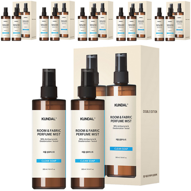 쿤달 퍼퓸 룸 앤 패브릭 섬유탈취제 클린솝향 본품, 300ml, 12개