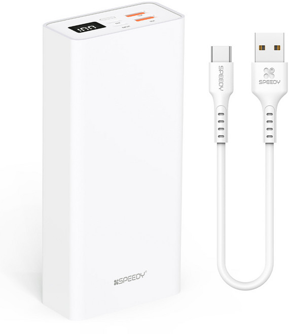 스피디 슬림핏 PD 20W 대용량 잔량표시 고속충전 보조배터리 30000mAh, 화이트, SPE-B2PA4PF30PQ