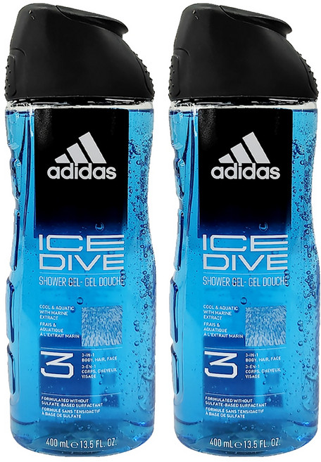 adidas 愛迪達 男性三合一潔顏洗髮沐浴露 超越沁涼, 400ml, 2瓶
