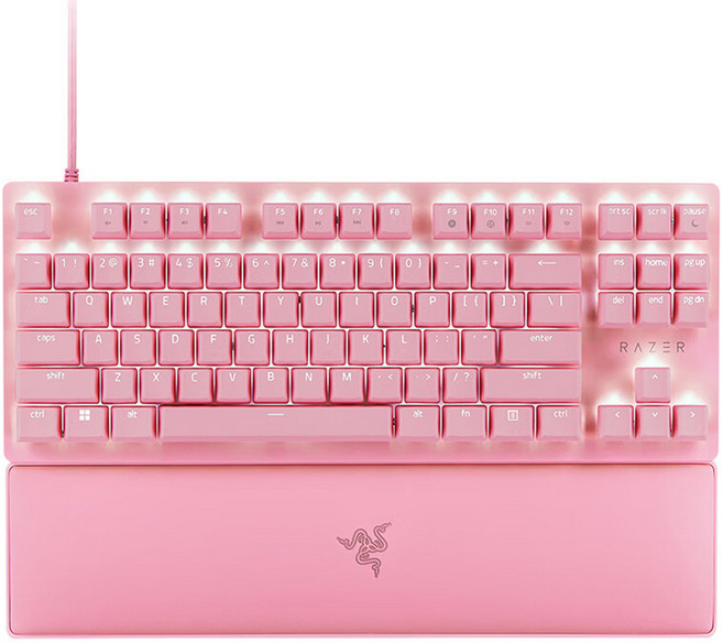 레이저 Huntsman V2 유선 텐키리스 리니어 게이밍 키보드, Quartz Edition, RZ03-0394, 적축