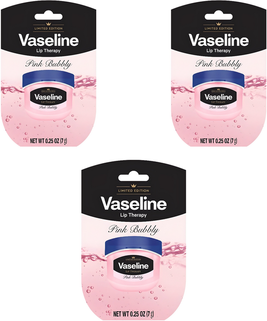 바세린 립테라피 립밤, 핑크 버블리, 7g, 3개