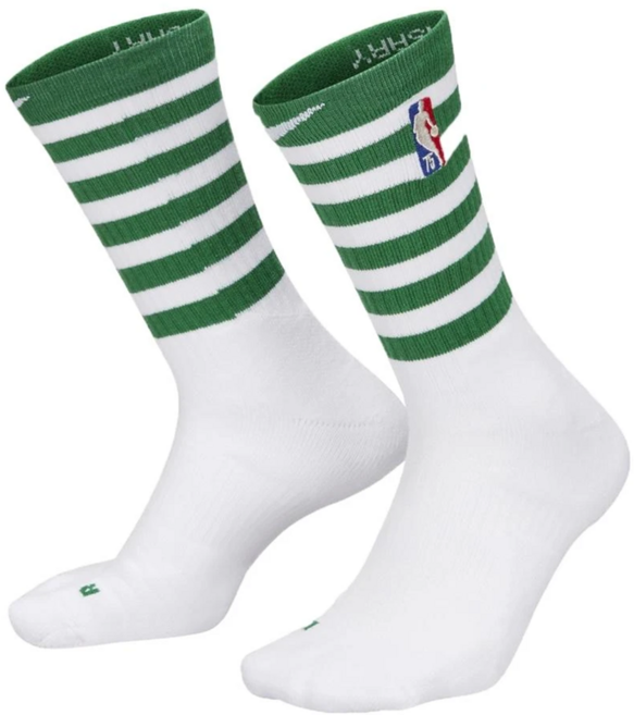 NIKE 耐吉 基本款長襪 BOS U NK ELITE CREW-NBA 男女, 綠色 + 白色, 1雙