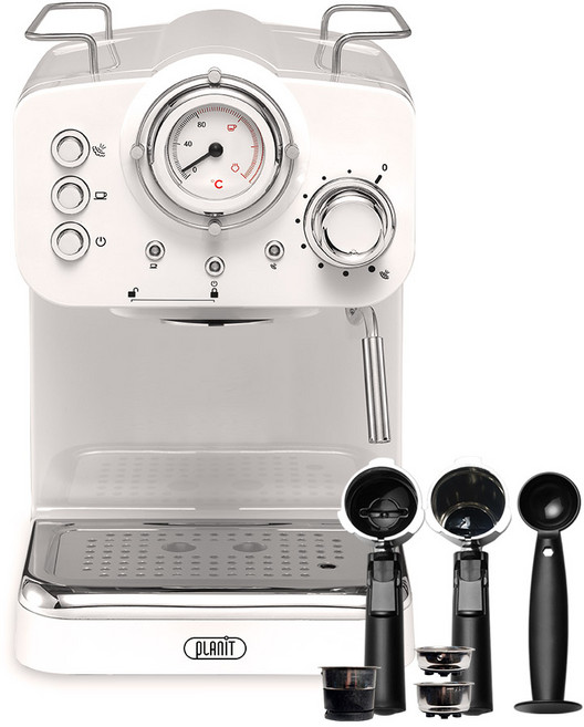 플랜잇 에스프레소 커피머신 2in1, 화이트, PCM-F15W (화이트)