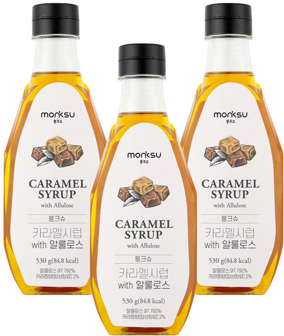 몽크슈 카라멜향시럽 WITH 알룰로스, 530g, 3개