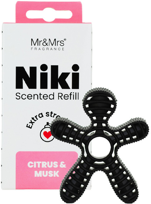Mr&Mrs FRAGRANCE Niki 車用芳香劑補充包, 柑橘麝香, 1個