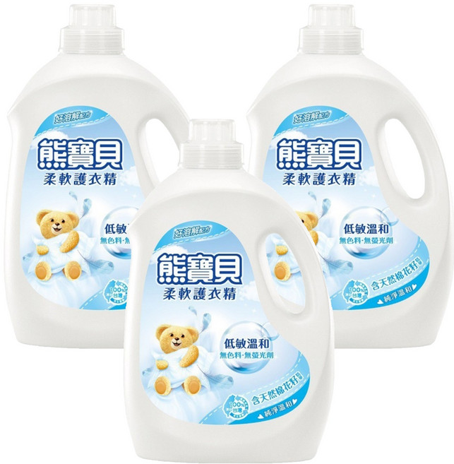 Snuggle 熊寶貝 柔軟護衣精 7合1護衣 柔軟舒適 去除靜電 含消臭成分, 3.2L, 3桶