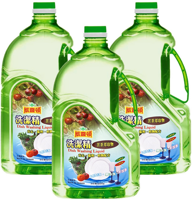 威靈頓 苦茶萃取物洗潔精, 3kg, 3桶