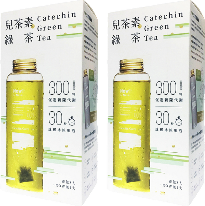 Teascovery 發現茶 兒茶素綠茶 茶包6g*8入+茶瓶 NOW瓶款6.3*19cm 500ml*1個, 6g, 8入, 2盒