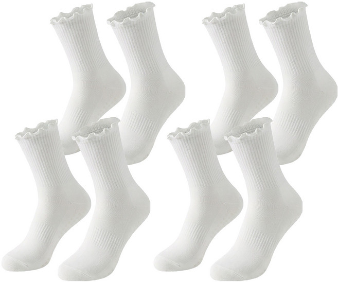 플로우데이 여성용 프릴 장식 요가 필라테스 미끄럼방지 양말 4켤레