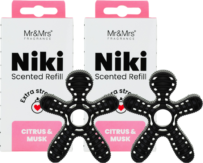 Mr&Mrs FRAGRANCE Niki 車用芳香劑補充包, 柑橘麝香, 2個