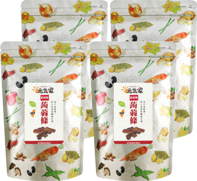 元氣家 高纖黑胡椒蒟蒻條, 200g, 4包