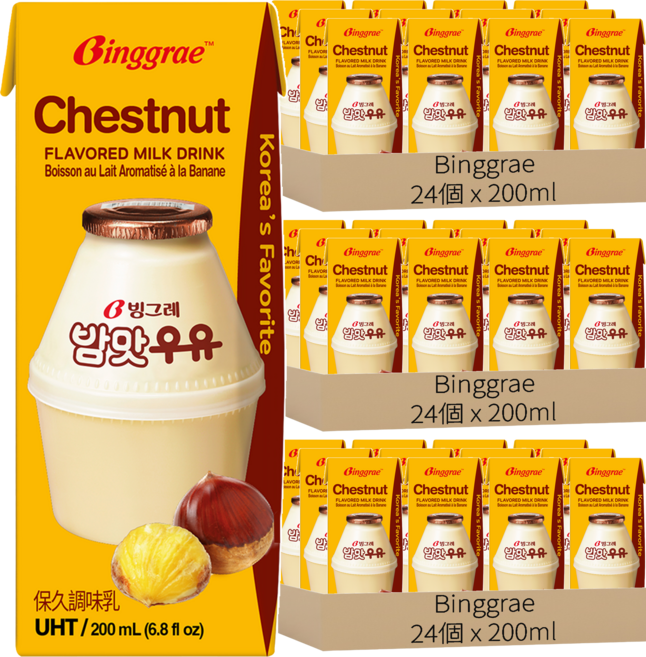 Binggrae 栗子牛奶 保久調味乳, 200ml, 72個