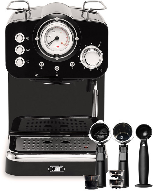 플랜잇 2in1 에스프레소 커피머신, 제트블랙, PCM-F15B