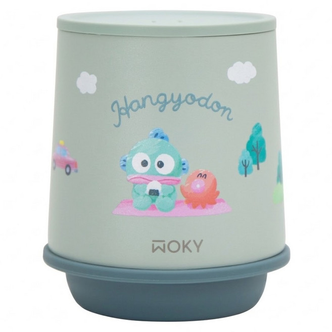 WOKY 沃廚 輕芯鈦瓷易潔層保溫杯 SANRIO聯名款, 1個, 250ml, 人魚漢頓遊倫敦 綠色