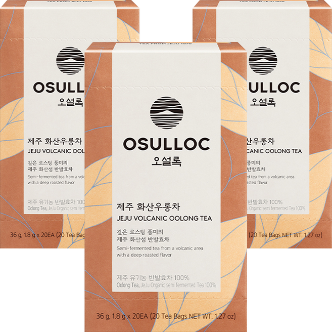 오설록 제주 화산 우롱차 티백, 1.8g, 20개입, 3개
