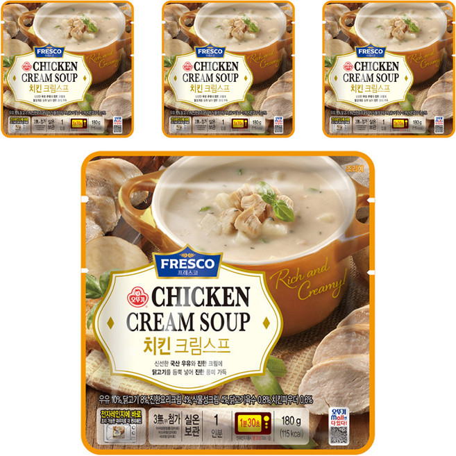 오뚜기 프레스코 치킨 크림스프 상온, 4개, 180g