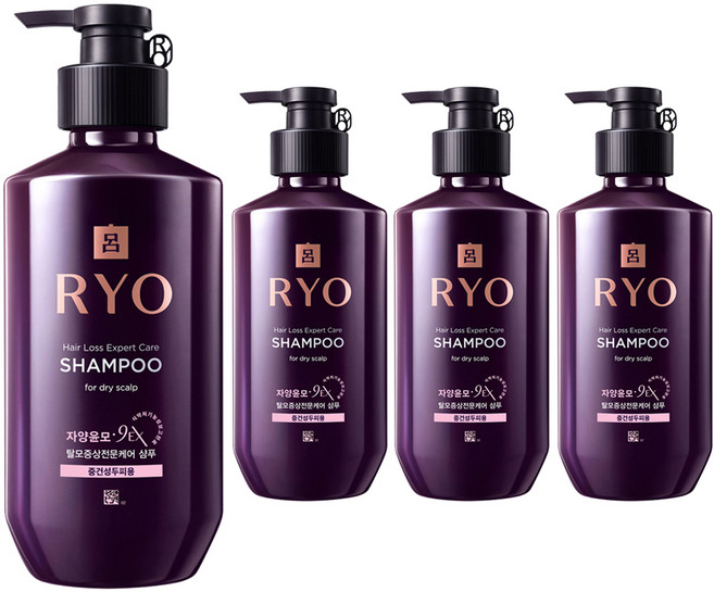 려 자양윤모 9EX 탈모증상전문케어 샴푸 중건성두피용, 400ml, 4개
