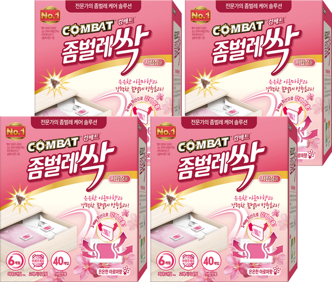 컴배트 좀벌레싹 서랍장용 아로마향 방충제 40p, 20g, 4개