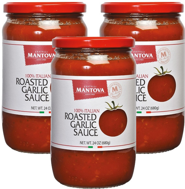 만토바 로스티드 갈릭 토마토 소스, 3개, 680g