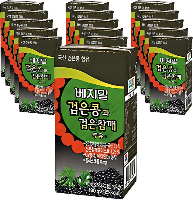 베지밀 검은콩과 검은참깨 두유, 190ml, 16개