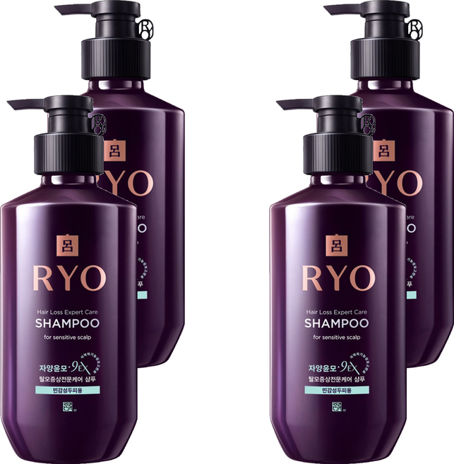 려 자양윤모 9EX 탈모증상전문케어 샴푸 민감성두피용, 400ml, 4개