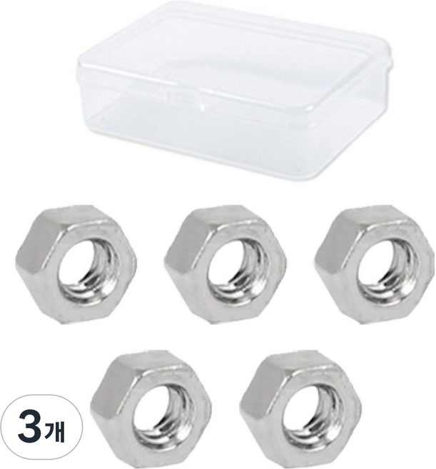 O-ON 碳鋼六角螺帽 5入 透明收納盒, 3個, M20, 18mm