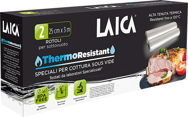 LAICA 萊卡 義大利進口 舒肥專用真空包裝袋捲型 3m x 25cm 2個, TR20002, 1盒