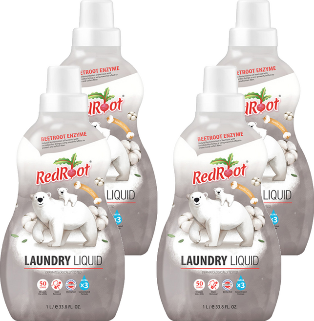 레드루트 세탁세제 바닐라코튼향 플러스 유아세제, 1L, 4개
