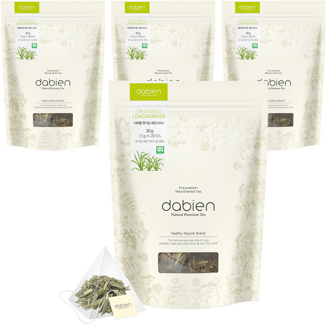 다비앙 유기농 레몬그라스 차 생분해 티백, 1.5g, 20개입, 4개