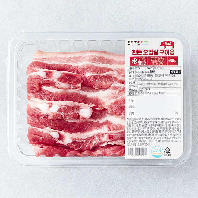 곰곰 한돈 오겹살 구이용 (냉장), 1개, 600g