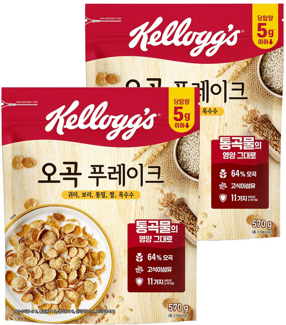 켈로그 오곡 푸레이크 시리얼, 570g, 2개