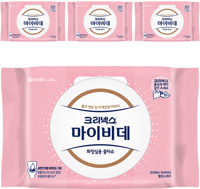 마이비데 밸런스케어 화장실용 물티슈 캡형, 88g, 40매입, 4개