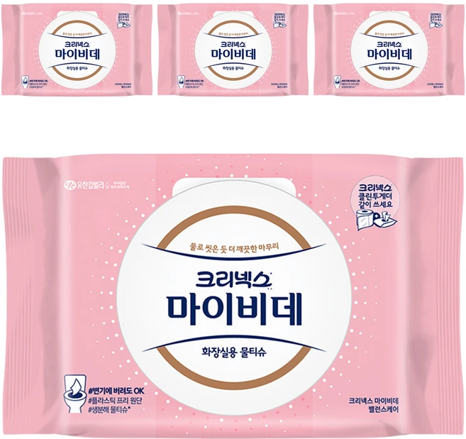 마이비데 밸런스케어 화장실용 물티슈 캡형, 55g, 40매, 4개 - 쿠팡