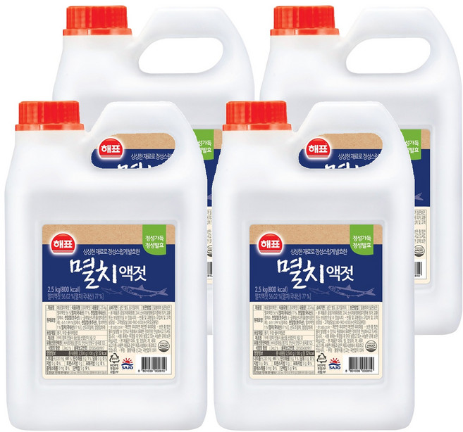 해표 멸치액젓, 2.5kg, 4개