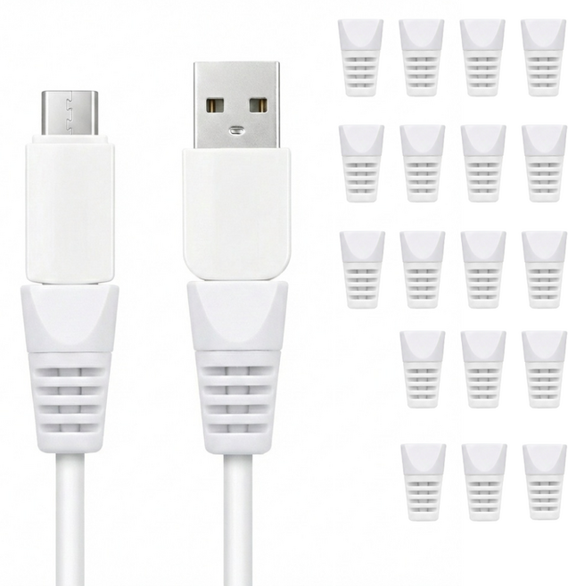 쿠말 휴대폰 단선 방지 충전 케이블 보호캡 2.4 x 1.3 cm, 화이트, 20개