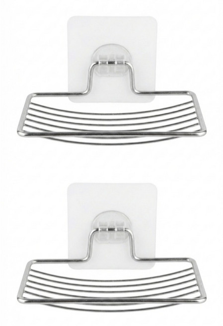 온트리 무타공 스텐 비누받침대, 2개, 실버