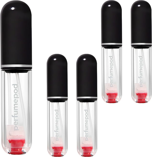 트라발로 퍼퓸팟 퓨어 펌핑식 충전 휴대용 향수공병 5ml, 블랙, 5개