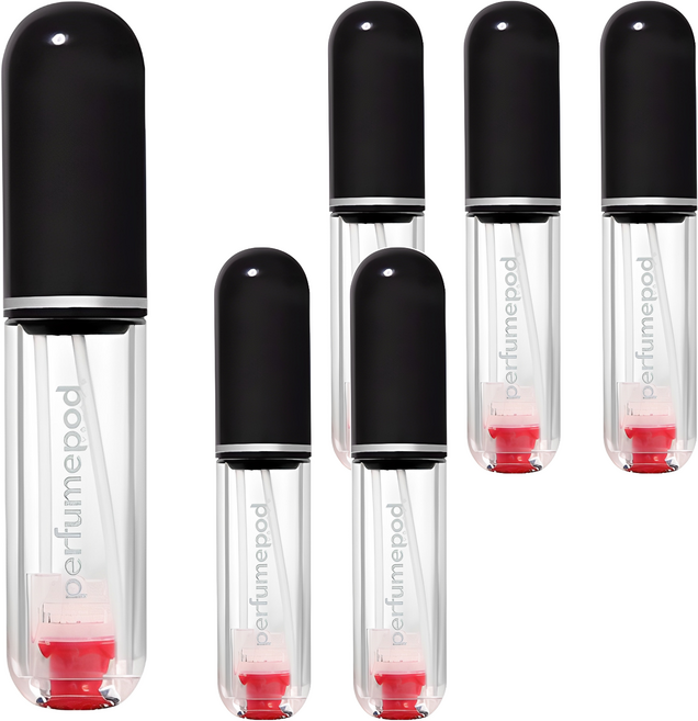 트라발로 퍼퓸팟 퓨어 펌핑식 충전 휴대용 향수공병 5ml, 블랙, 6개