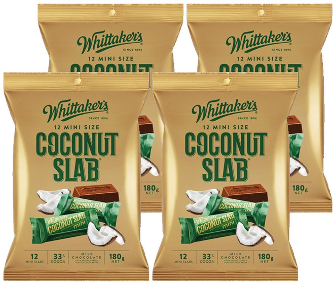 휘태커스 미니 슬랩 코코넛 밀크 초콜릿, 180g, 4개