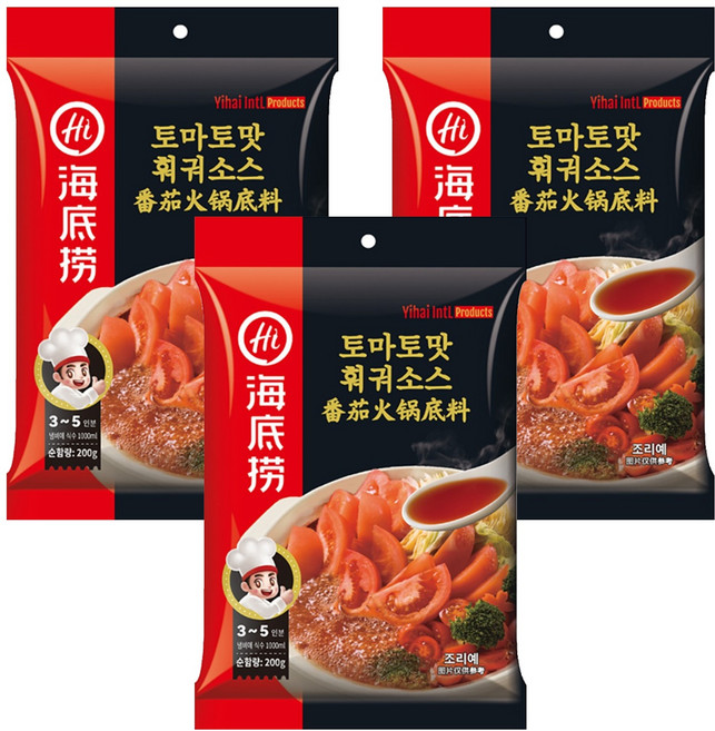 하이디라오 토마토맛 훠궈 소스, 3개, 200g