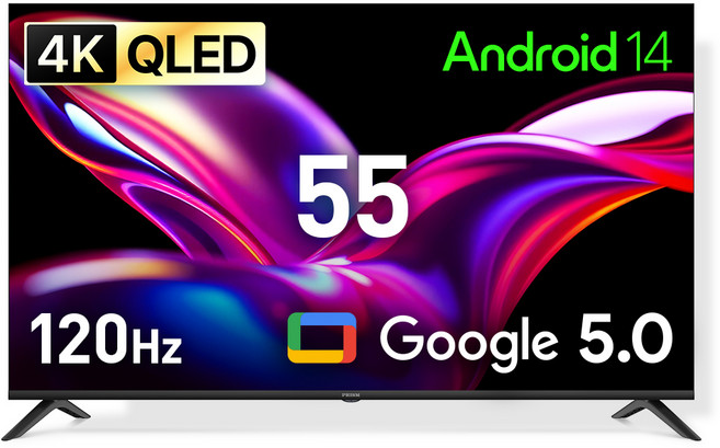 프리즘코리아 4K UHD QLED 구글 5 AI DLG120Hz 스마트TV, 138.6cm(55인치), CP55G5Q, 스탠드형, 고객직접설치