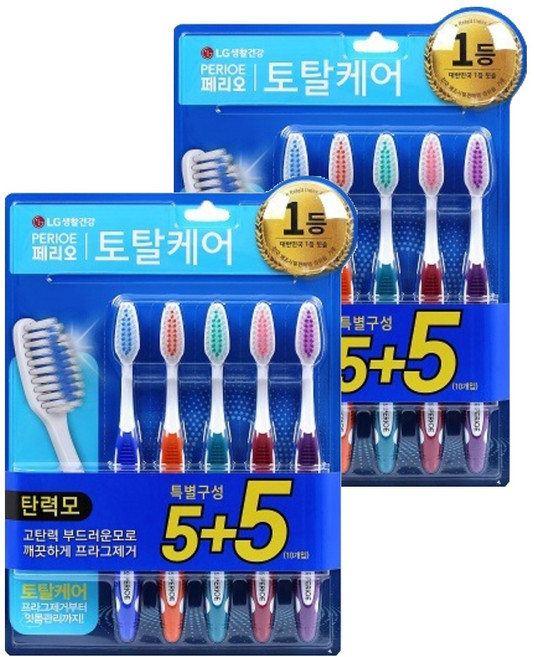 페리오 토탈케어 탄력모 칫솔, 10개입, 2개