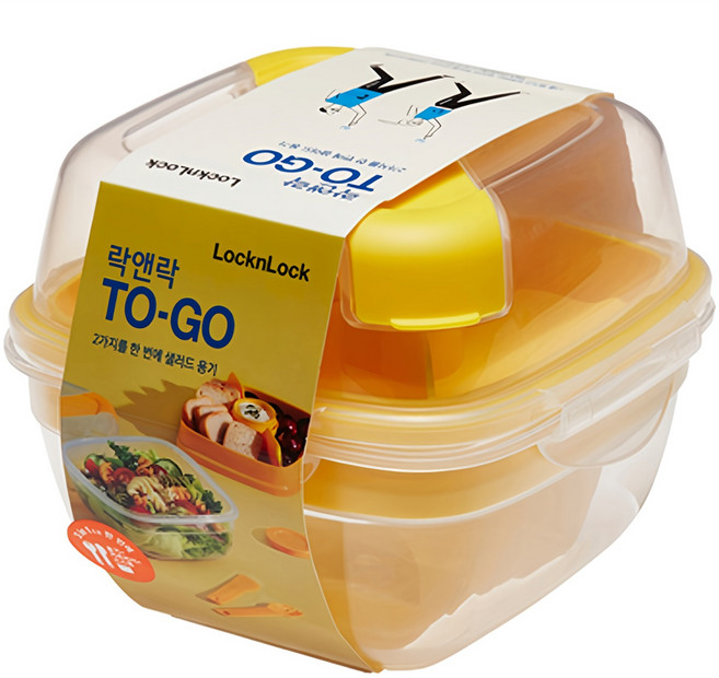 락앤락 투고 샐러드 2단 도시락 950ml, 옐로우, 1개