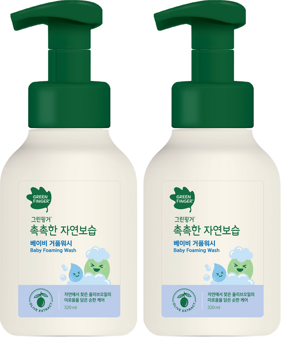 그린핑거 촉촉한 자연보습 베이비 거품워시, 320ml, 2개