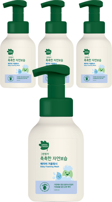 그린핑거 촉촉한 자연보습 베이비 거품 워시, 320ml, 4개
