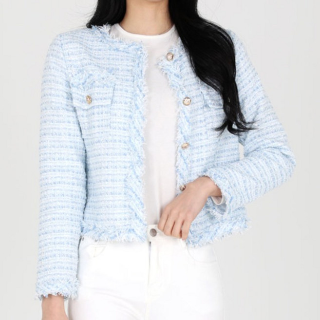 Moirbella 女款冰沙剪裁粗花呢夾克 O25SS2-A1528