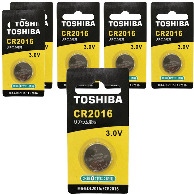 TOSHIBA 東芝 鈕扣電池 CR2016, 6個, 1入