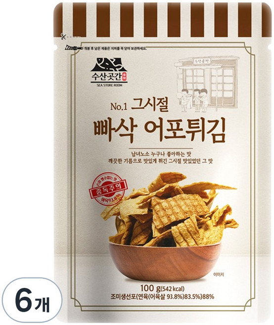 수산곳간 카놀라유 빠삭 어포튀김, 100g, 6개