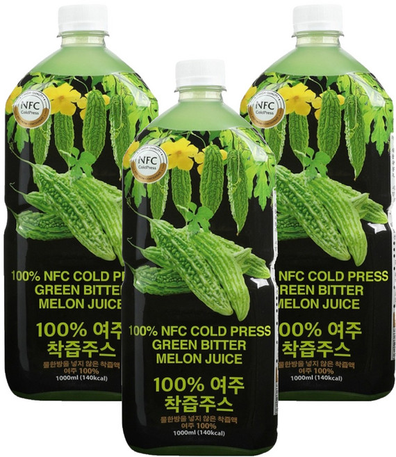 파모빗 100% 여주 착즙주스, 1L, 3개